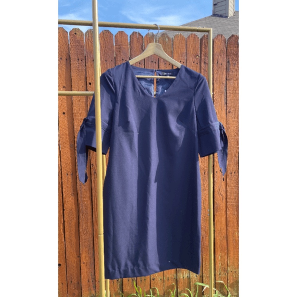 Lea & Viola Navy Mid-Sleeve Dress